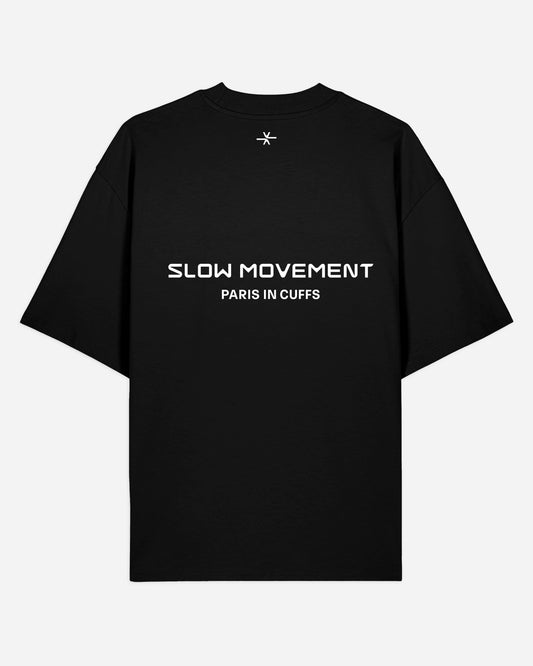 Slow Movement Black Cotton Oversized Tshirt