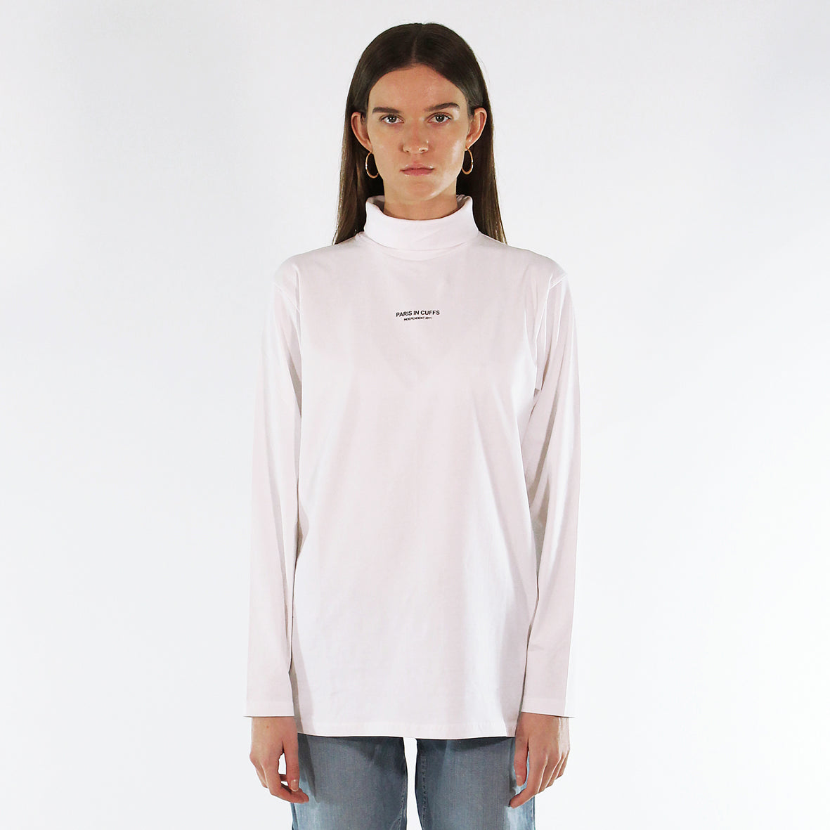 White Mono Roll Neck