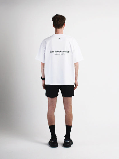 Slow Movement White Cotton Oversized Tshirt