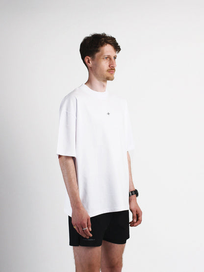 Slow Movement White Cotton Oversized Tshirt