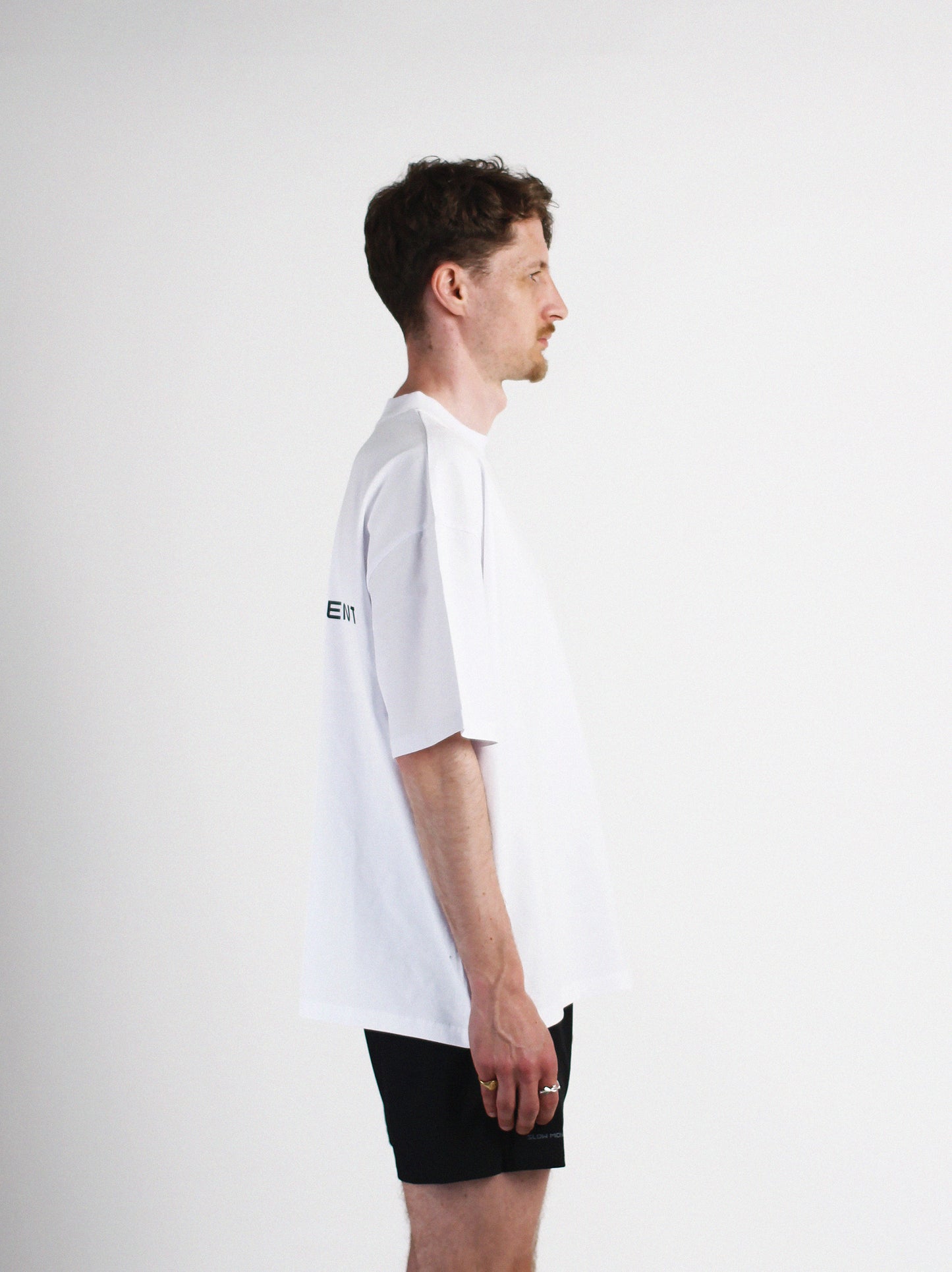 Slow Movement White Cotton Oversized Tshirt