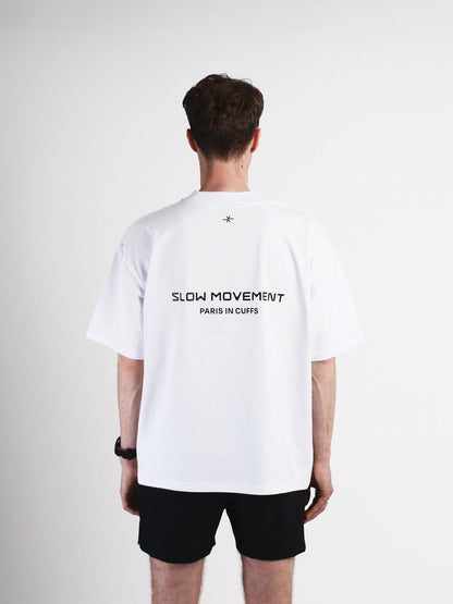 Slow Movement White Cotton Oversized Tshirt