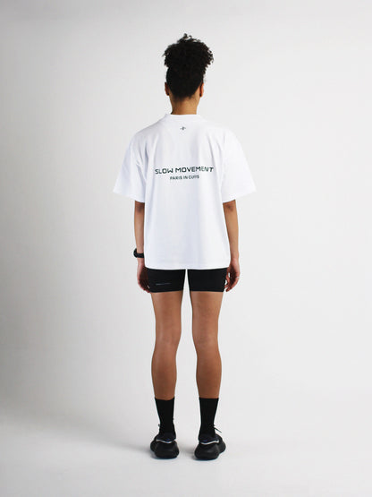 Slow Movement White Cotton Oversized Tshirt