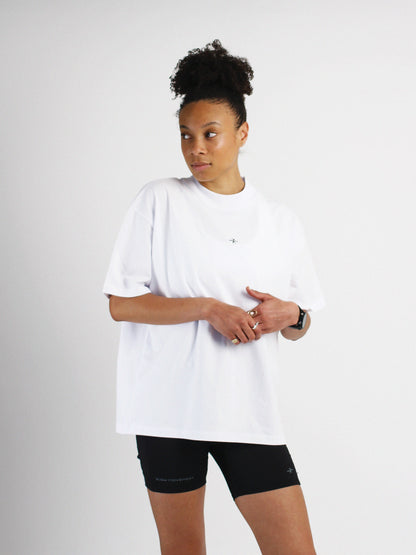 Slow Movement White Cotton Oversized Tshirt