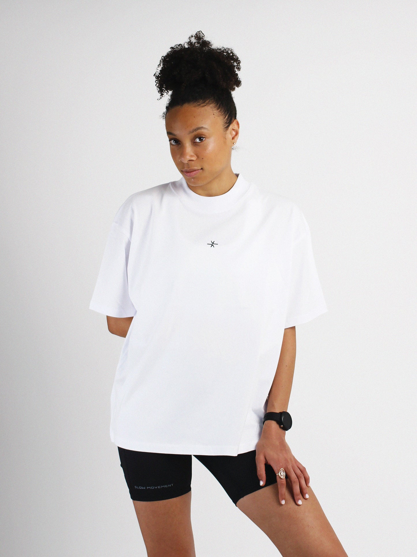 Slow Movement White Cotton Oversized Tshirt