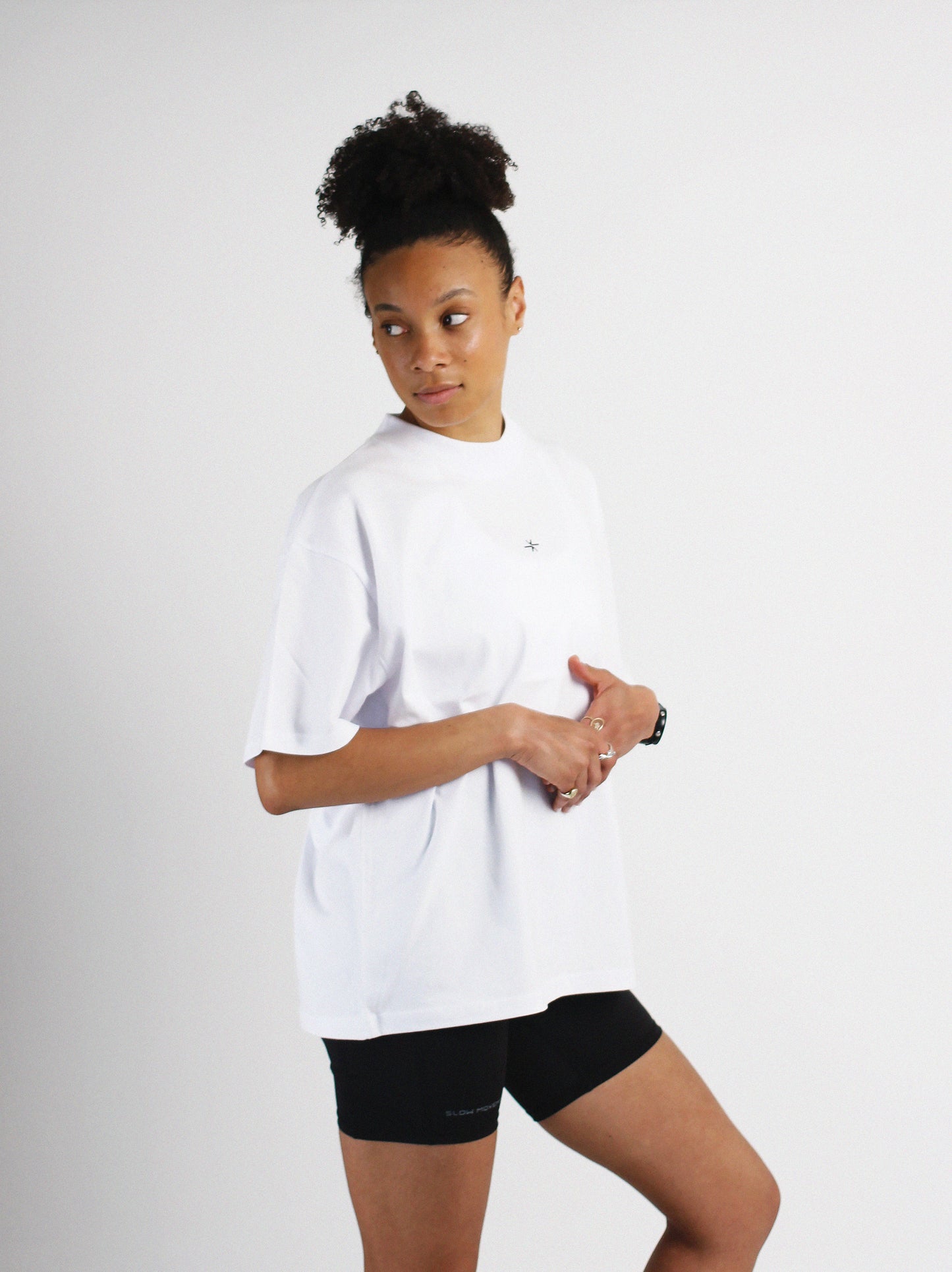 Slow Movement White Cotton Oversized Tshirt