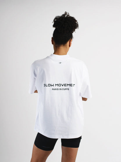Slow Movement White Cotton Oversized Tshirt
