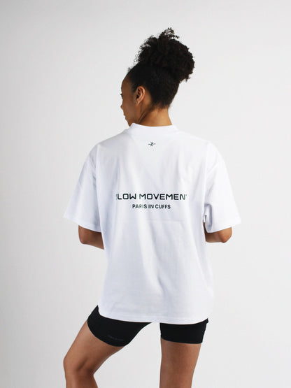 Slow Movement White Cotton Oversized Tshirt