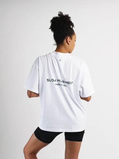 Slow Movement White Cotton Oversized Tshirt