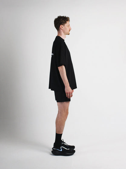 Slow Movement Black Cotton Oversized Tshirt