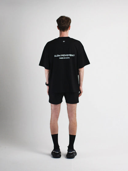 Slow Movement Black Cotton Oversized Tshirt