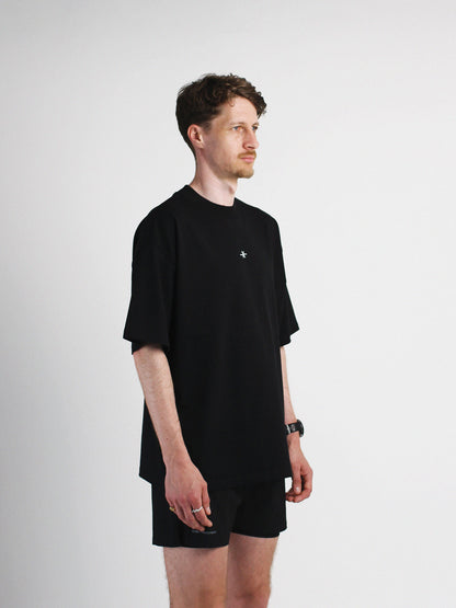 Slow Movement Black Cotton Oversized Tshirt