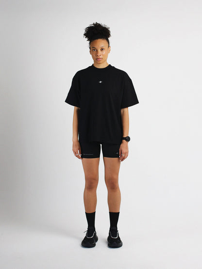 Slow Movement Black Cotton Oversized Tshirt