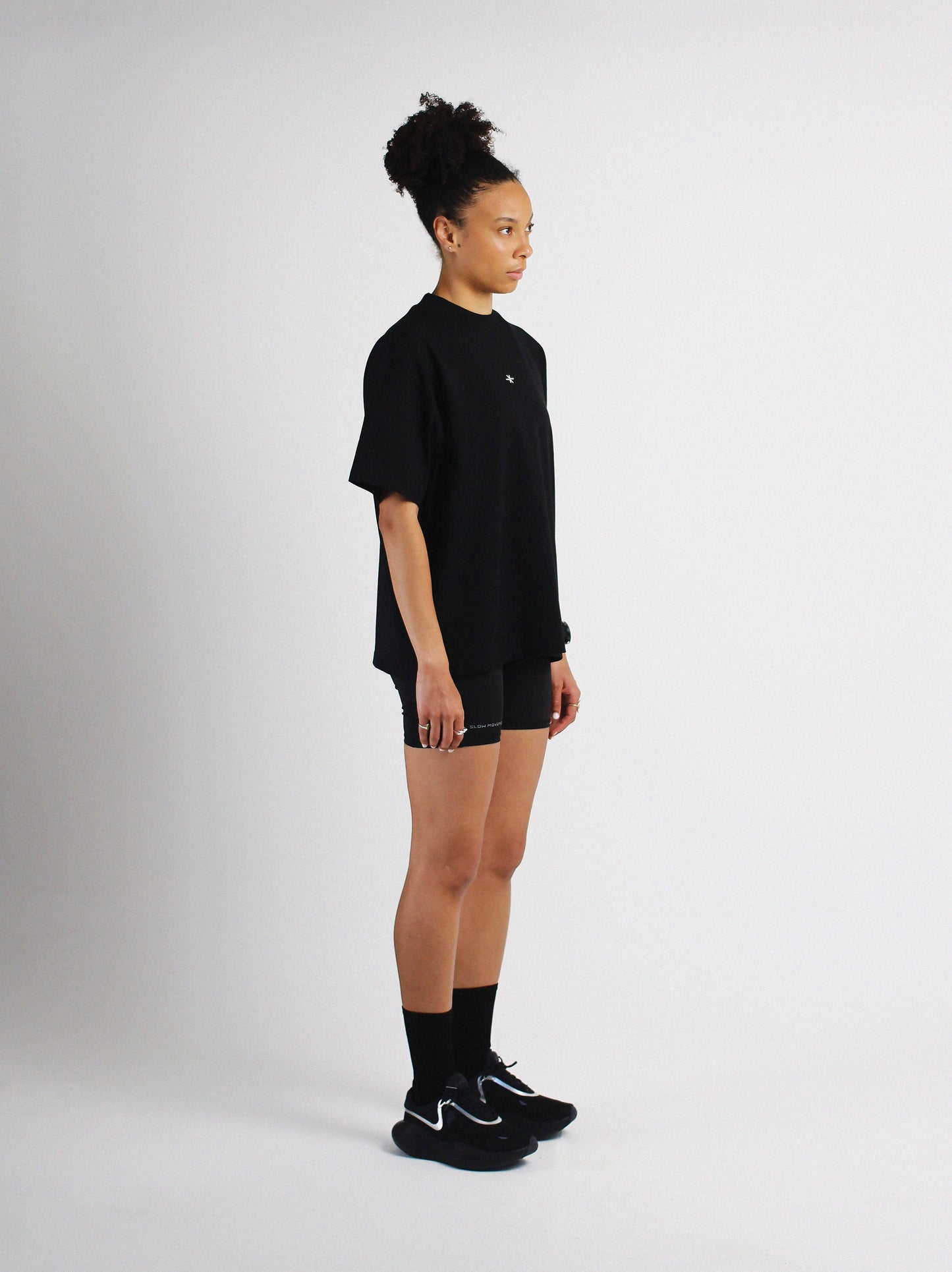Slow Movement Black Cotton Oversized Tshirt