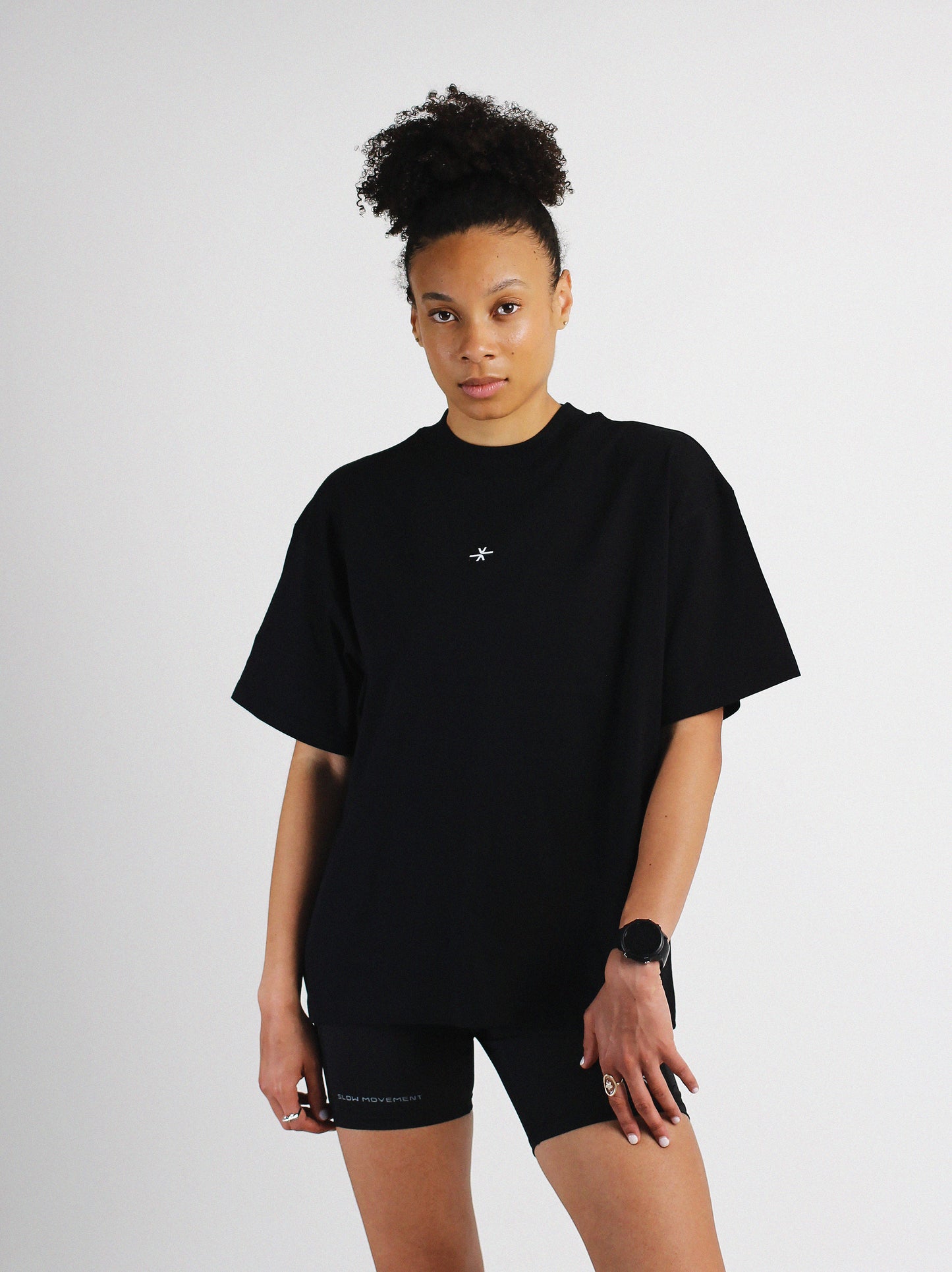Slow Movement Black Cotton Oversized Tshirt