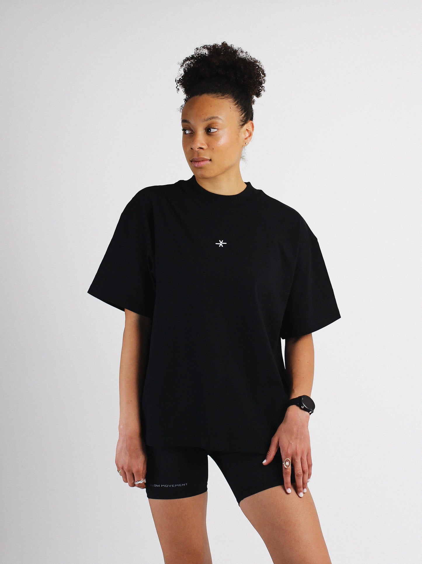 Slow Movement Black Cotton Oversized Tshirt