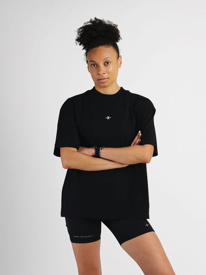 Slow Movement Black Cotton Oversized Tshirt