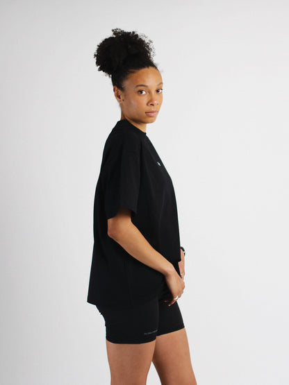 Slow Movement Black Cotton Oversized Tshirt