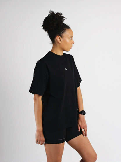Slow Movement Black Cotton Oversized Tshirt