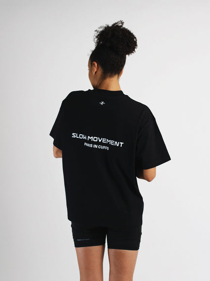 Slow Movement Black Cotton Oversized Tshirt