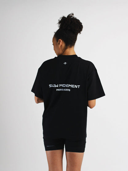 Slow Movement Black Cotton Oversized Tshirt