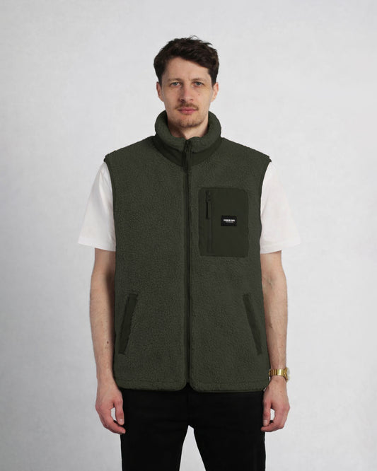 Olive Sherpa Vest