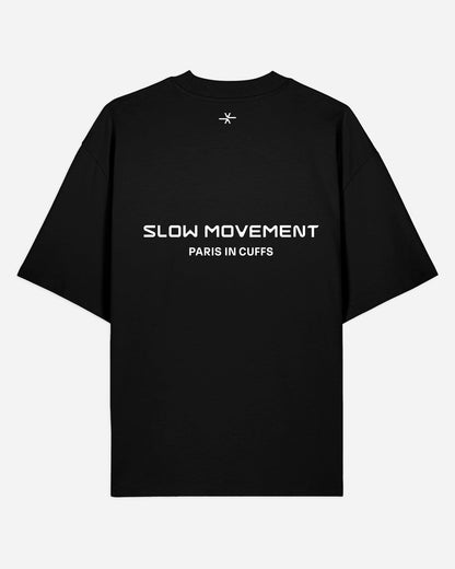 Slow Movement Black Cotton Oversized Tshirt